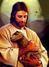Fotografie Ježíše s dinosaurem na rukách
