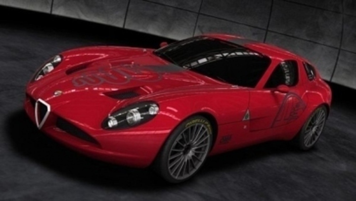 Boční pohled na automobil značky Zagato Alfa Romeo TZ3 Corsa