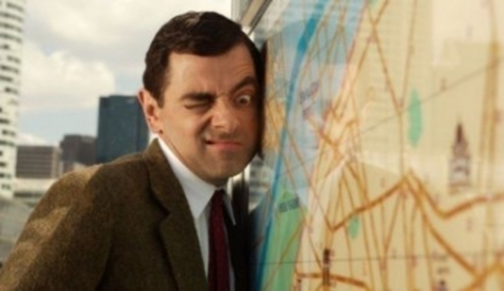 Britský herec Rowan Atkinson jako Mr. Bean