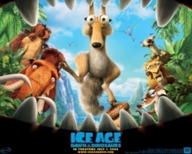 Snímek kresleného plakátu lákající na film Doba ledová 3