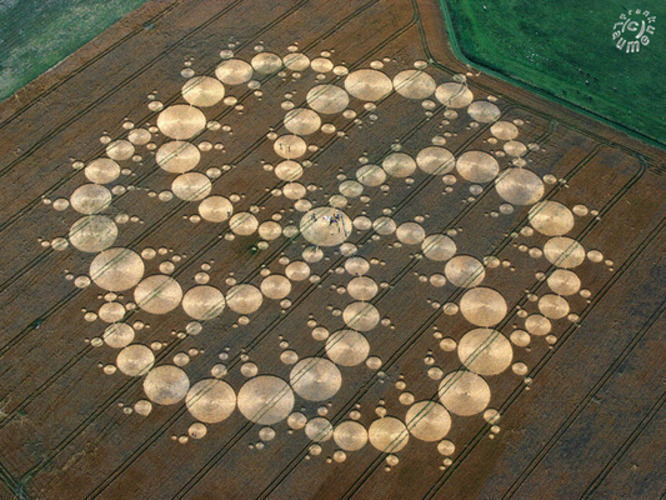 Fotografie zachycující kruhy v obilí