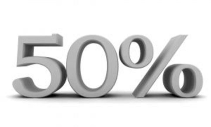 Logo zobrazující padesát procent