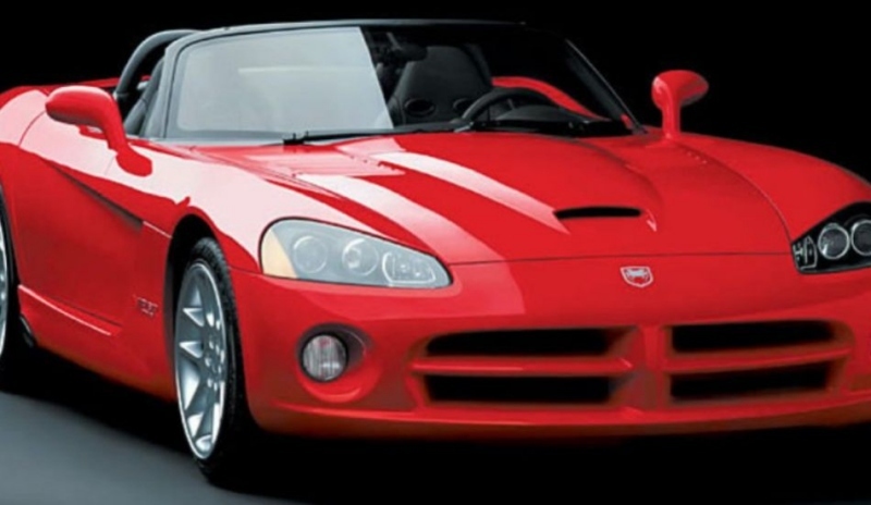 Fotografie červeného kabrioletu Dodge Viper 8,3L