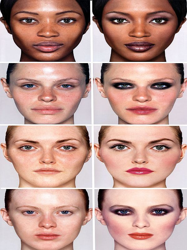 Obličeje čtyř žen před a po kosmetické úpravě