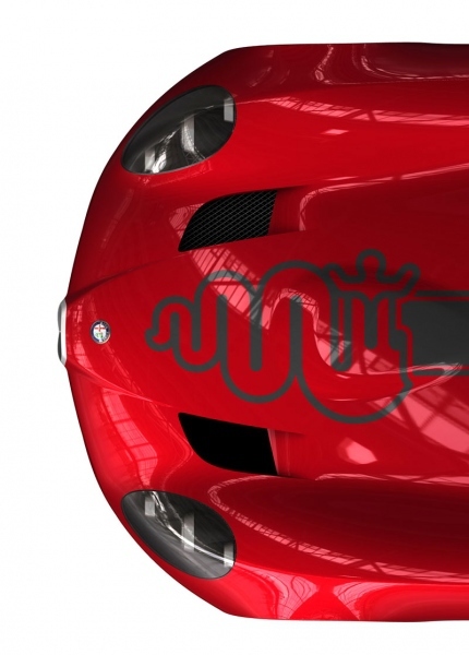 Pohled shora na přední část vozu Zagato Alfa Romeo TZ3 Corsa