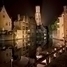 Pohled na noční Bruggy v Belgii