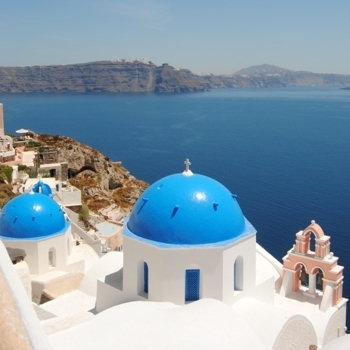 Obrázek ostrova Santorini v Řecku
