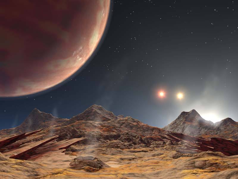 Exoplaneta se třemi slunci na obloze