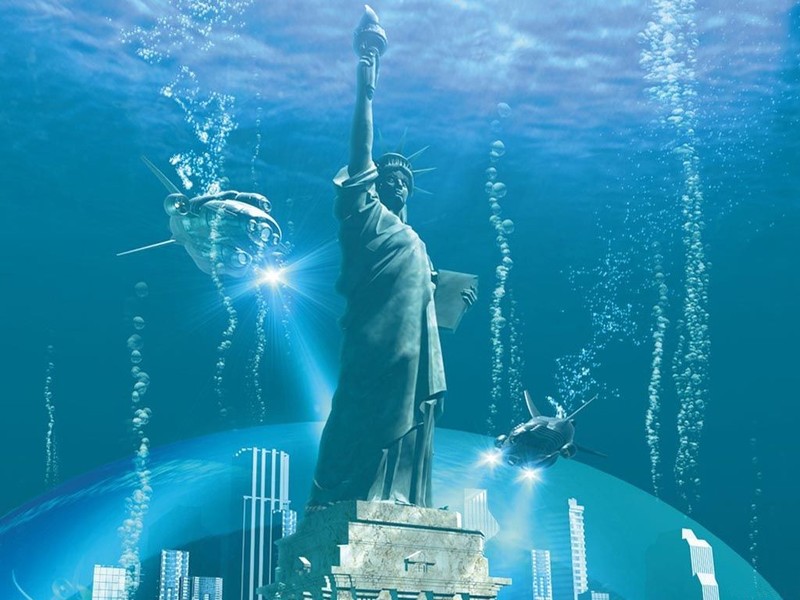 Socha Svobody pod vodou