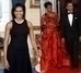 Michelle Obama v černých šatech a červené róbě
